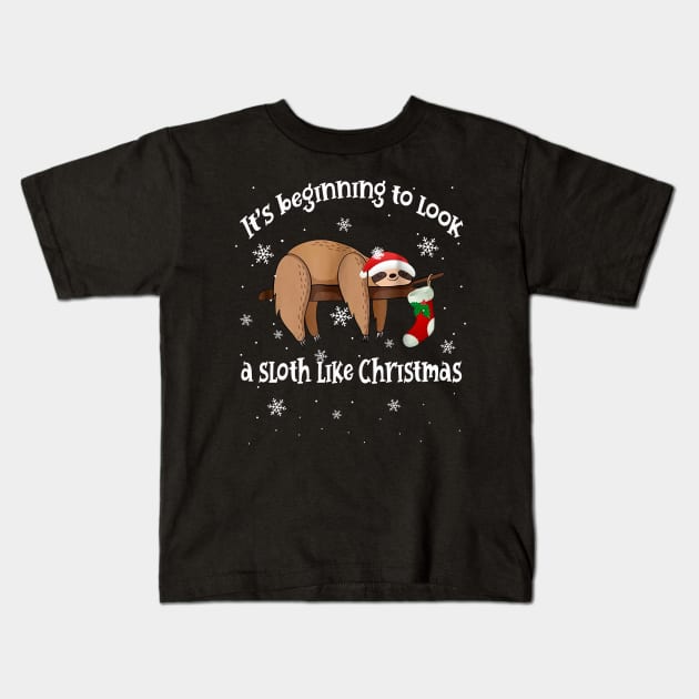 Its Beginning To Look A Sloth Like Christmas Kids T-Shirt by EduardjoxgJoxgkozlov